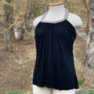 Beautiful halter top with braided metallic neck